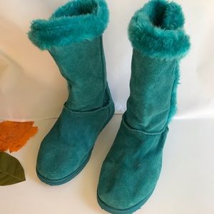 Old Navy Turquoise Suede and Faux Fur Boots Sz 8